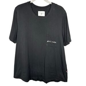 Sol Angeles 100% Cotton Gray Graphic Girl Code Pocket Front T-Shirt Women's XL